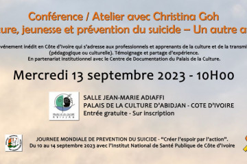 Conférence / Atelier "Culture, jeunesse et prévention du suicide - Un autre angle"