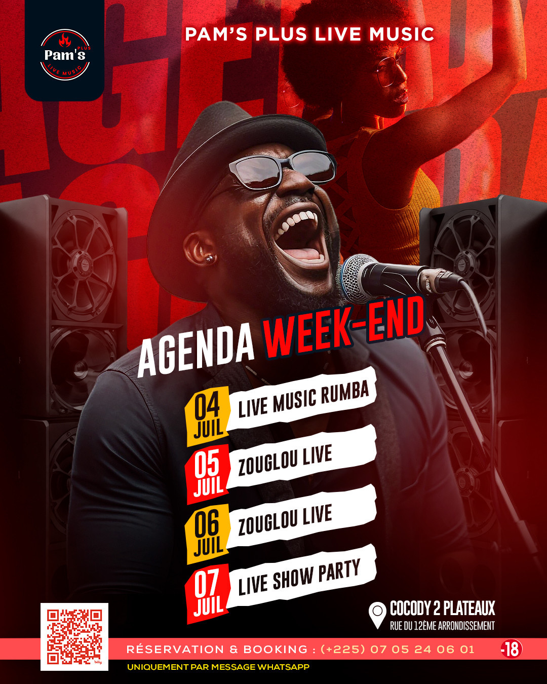 Soirée Live au PAM'S PLUS : Agenda du week-ends